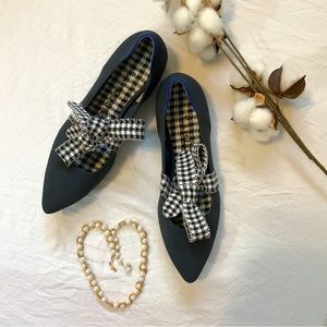 Rothy’s Mary Jane Navy Blue Ink Gingham Pointed Flats